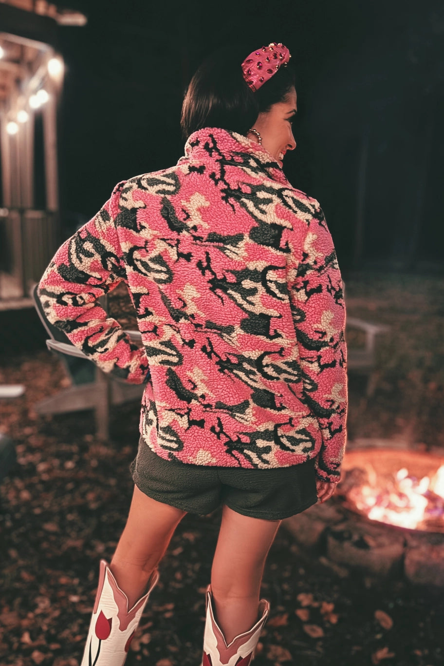 Pink Camo Pile Fleece Jacket